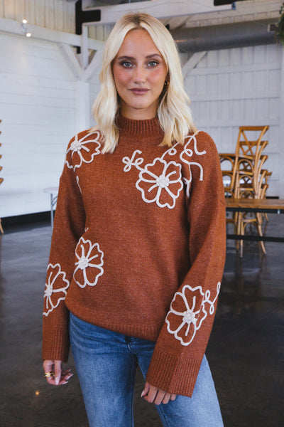 Theodosia Floral Sweater, Ginger – North & Main Clothing Company