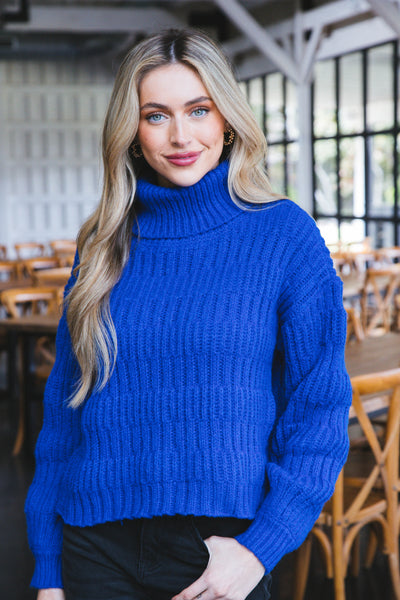 Blue hot sale turtleneck womens