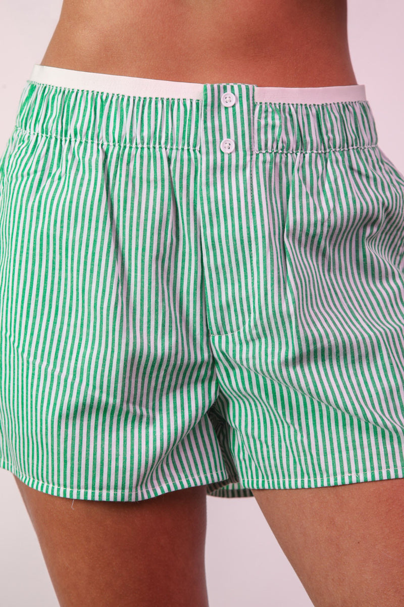 Allison Striped Boxer Shorts, Green