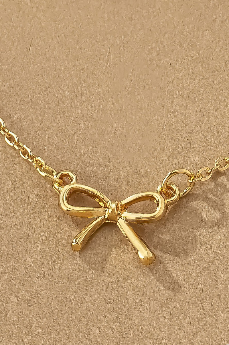 Almera Delicate Bow Pendant Necklace, Gold