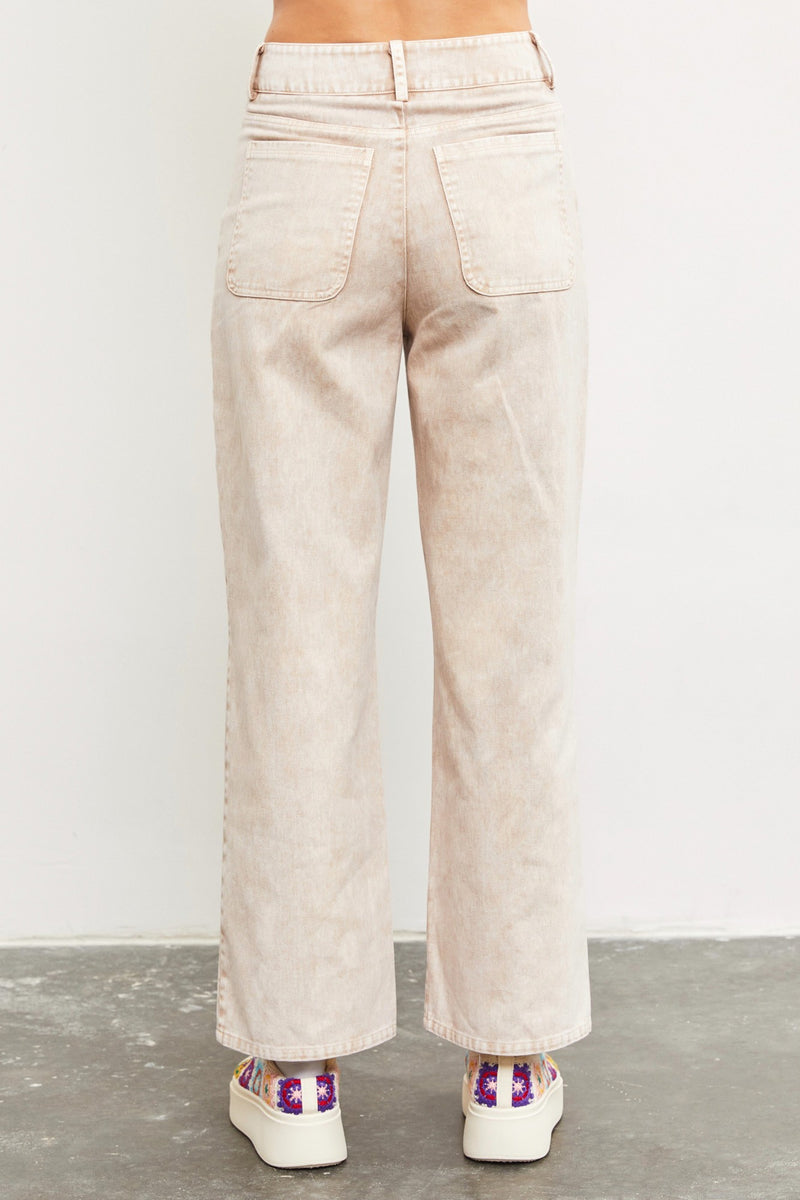 Iris Wide Leg Denim Pants, Milk Tea