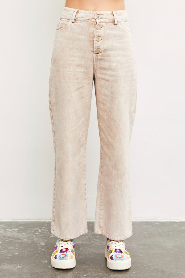 Iris Wide Leg Denim Pants, Milk Tea