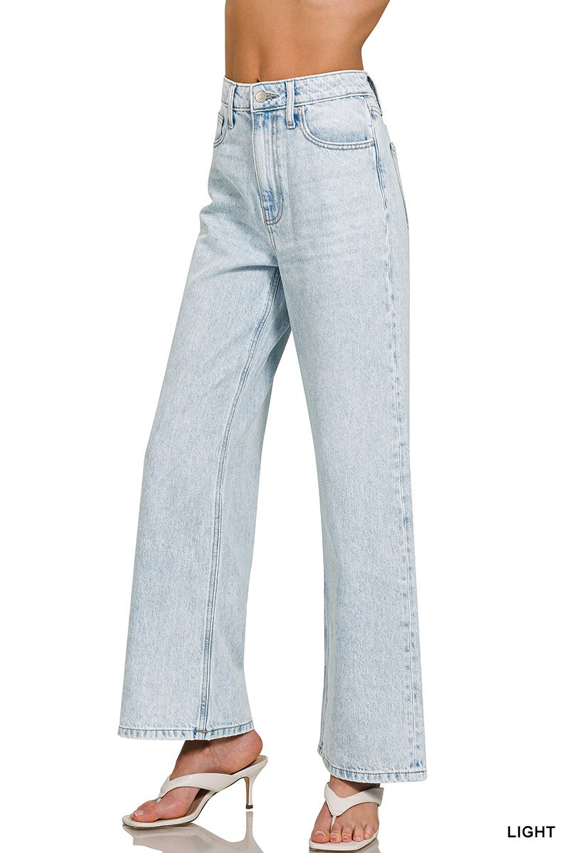 Santana High Waist Wide Leg Jeans, Light