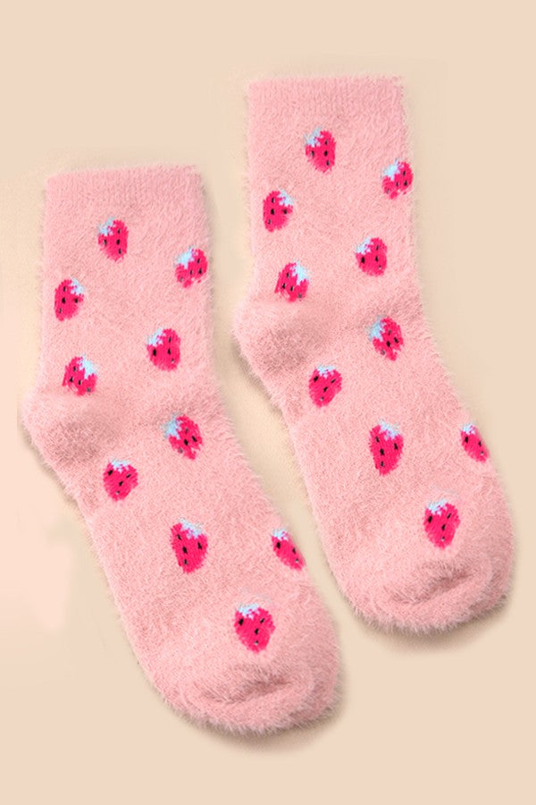 Strawberry Pink Soft Fuzzy Socks