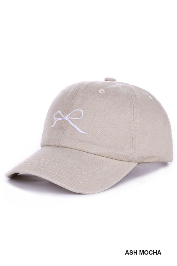 Ribbon Embroidered Baseball Cap, Ash Mocha