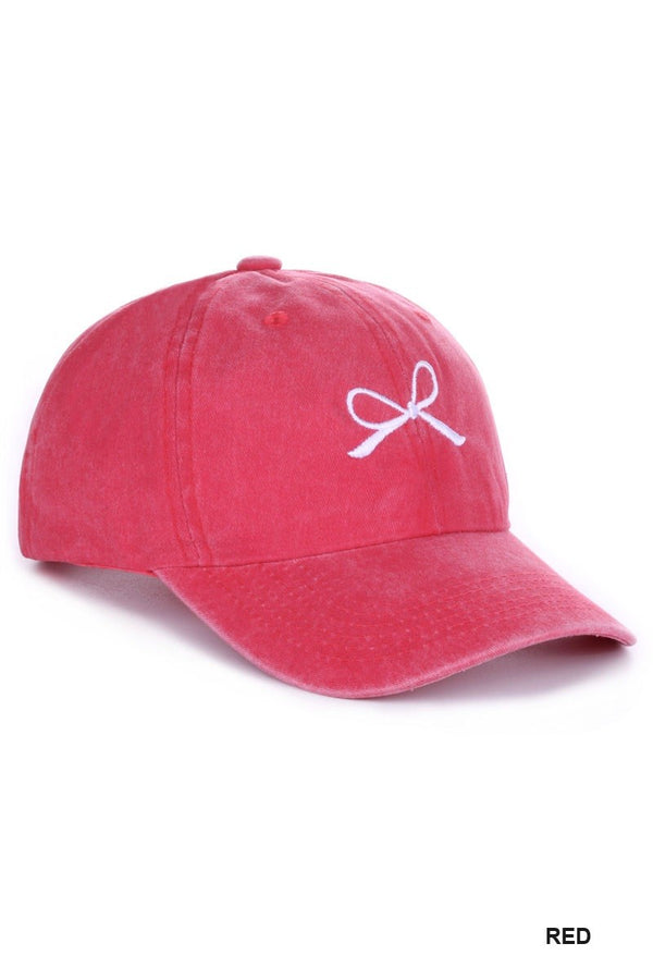 Ribbon Embroidered Baseball Cap, Red