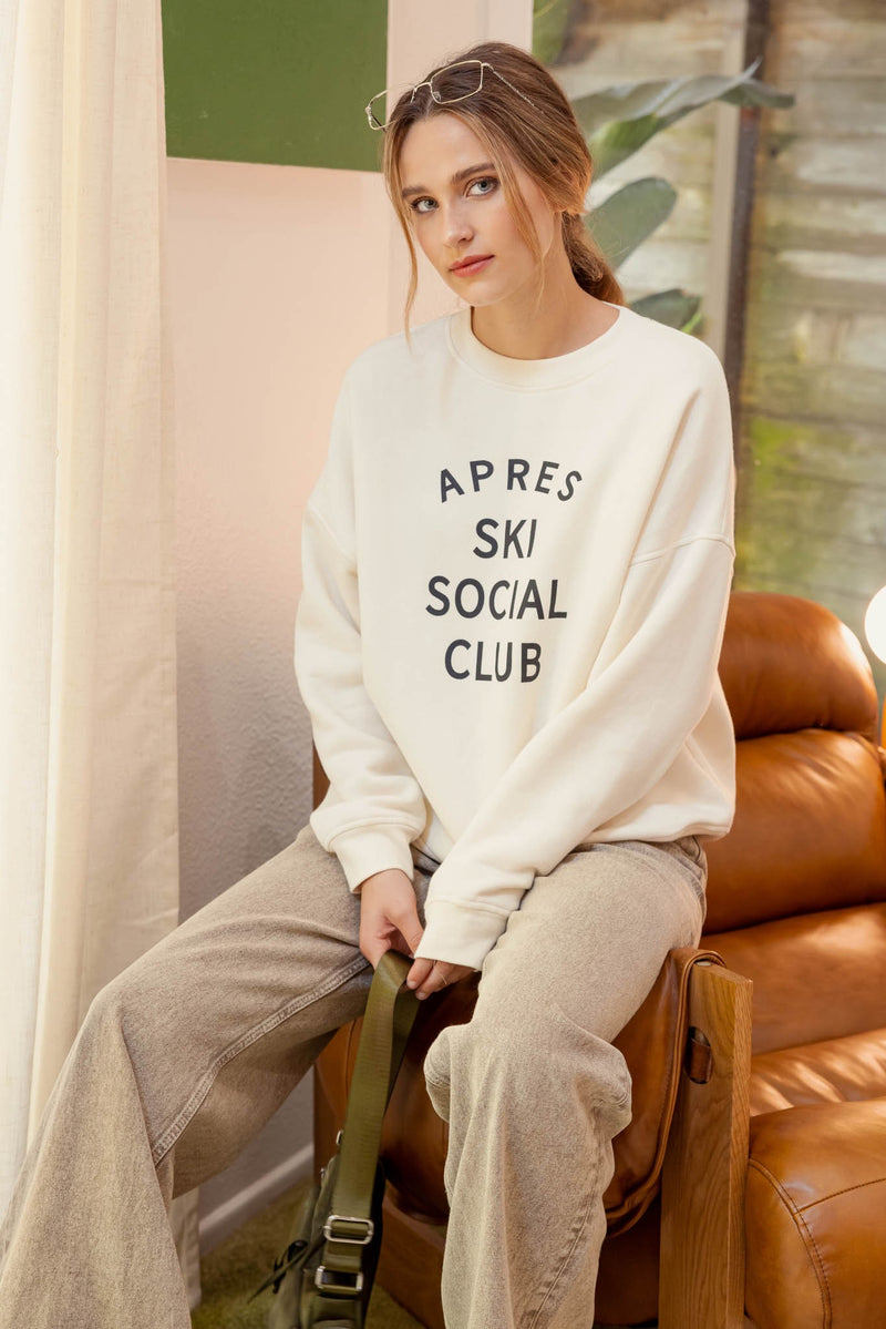 Apres Ski Social Club Sweatshirt, Cream