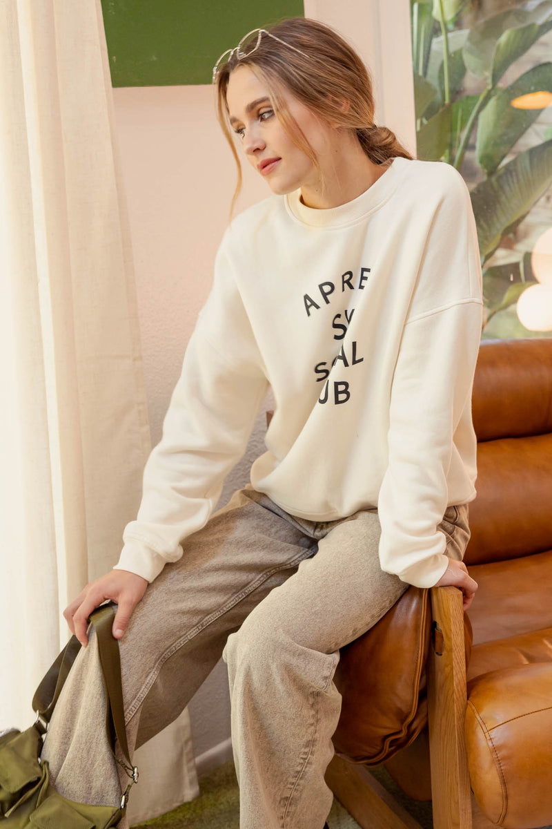 Apres Ski Social Club Sweatshirt, Cream