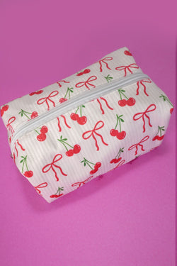 Cherry Bow Cosmetic Pouch Bag