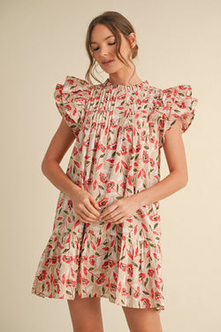 Kennedy Floral Pintuck Dress, Pink