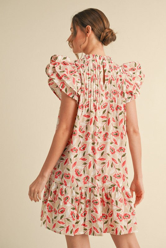 Kennedy Floral Pintuck Dress, Pink