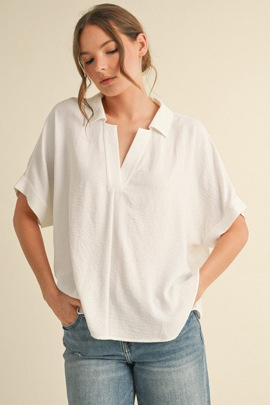 Myla Short Dolman Sleeve Top, Off White