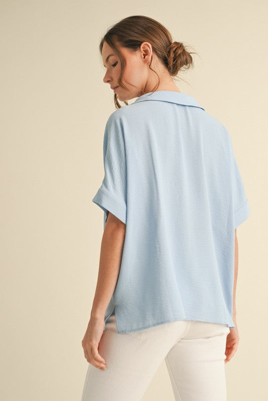 Myla Short Dolman Sleeve Top, Sky Blue