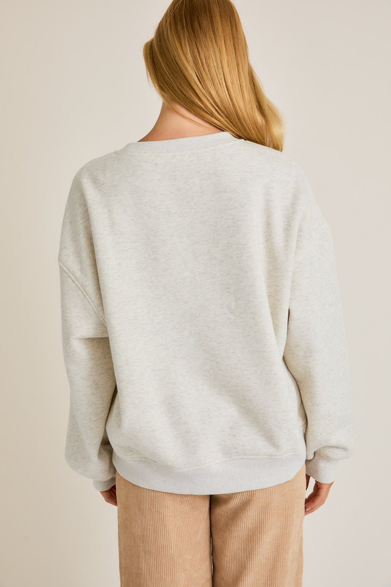 Love Graphic Oversized Sweatshirt, Light Heather Grey