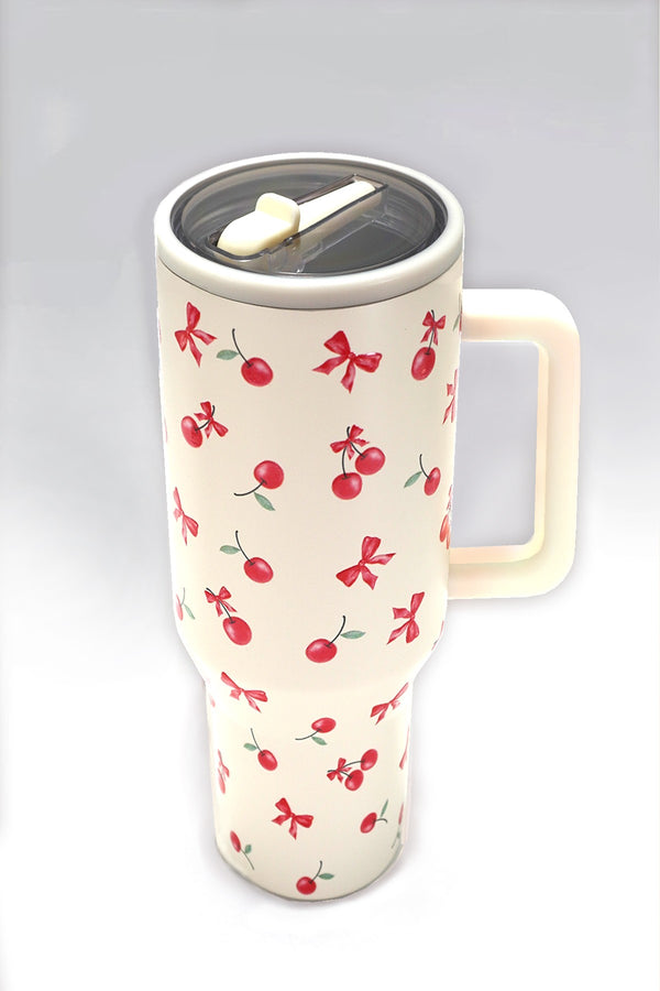 Cherry Cream Stainless Steel Vacuum Tumbler