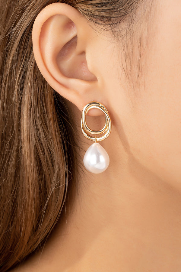 Olivia Drop Hoop Earring, Gold