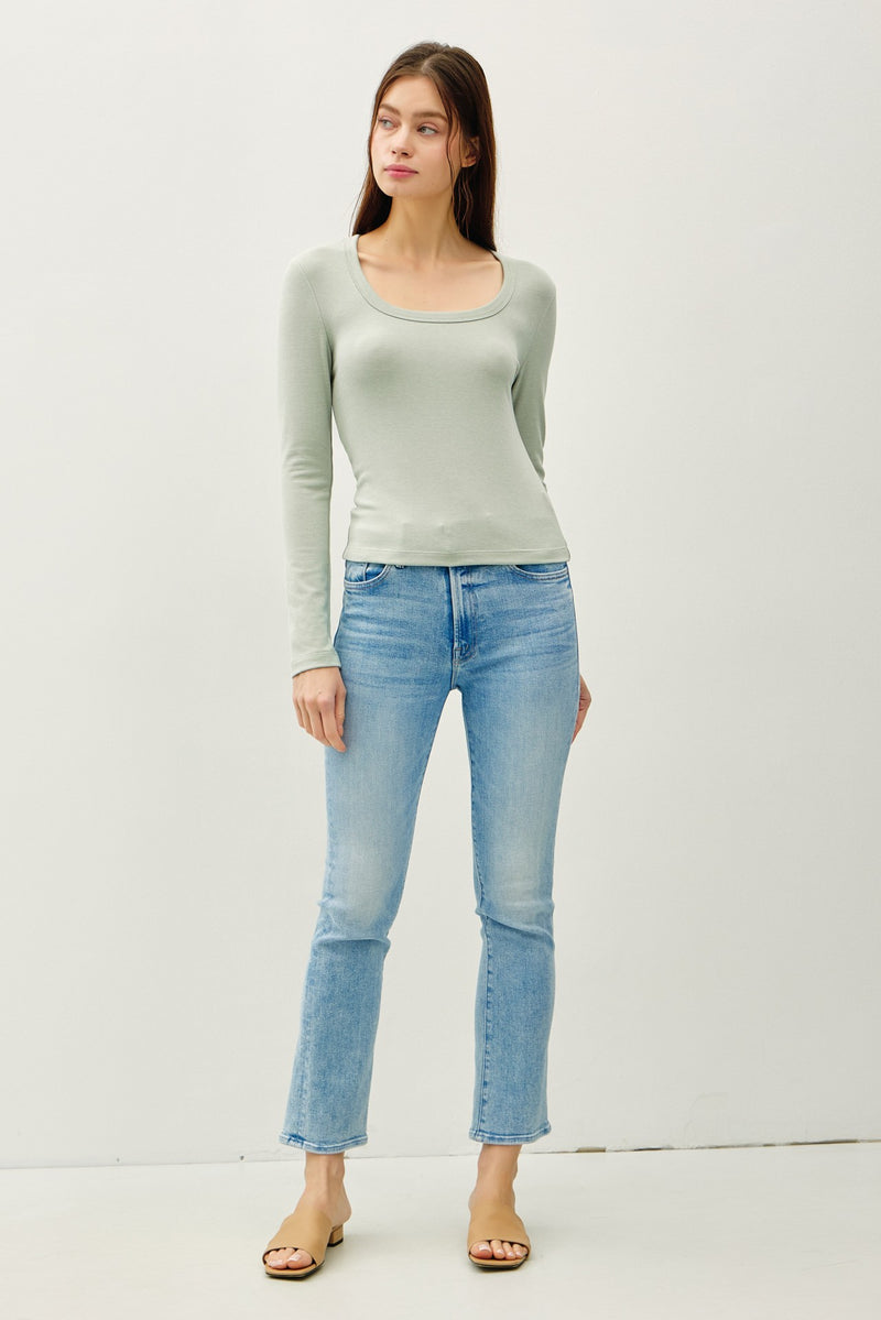 Molly Basic Scoop Neck Top, Sprout