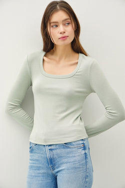 Molly Basic Scoop Neck Top, Sprout