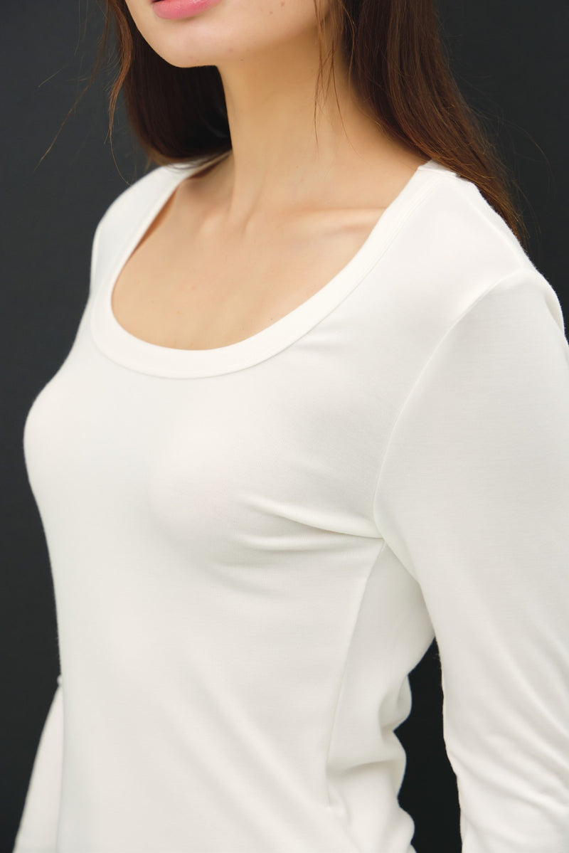 Molly Basic Scoop Neck Top, Ivory