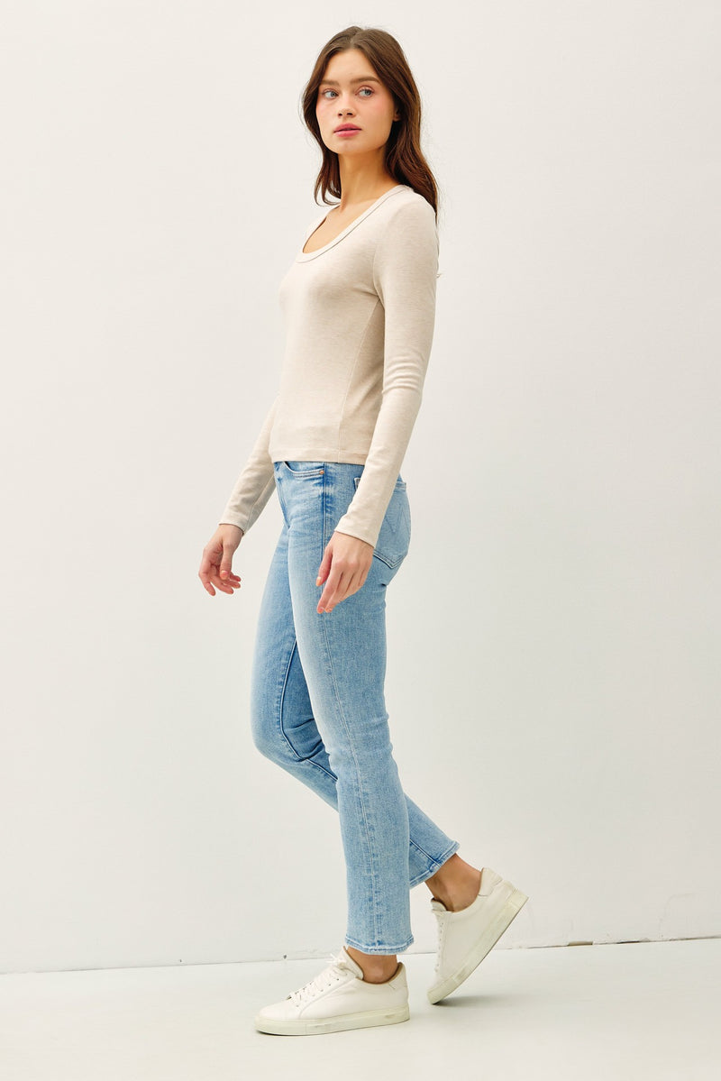 Molly Basic Scoop Neck Top, Oatmeal