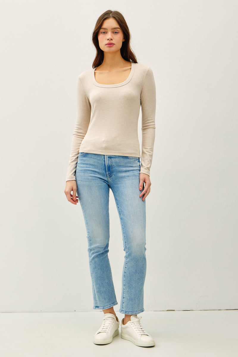 Molly Basic Scoop Neck Top, Oatmeal