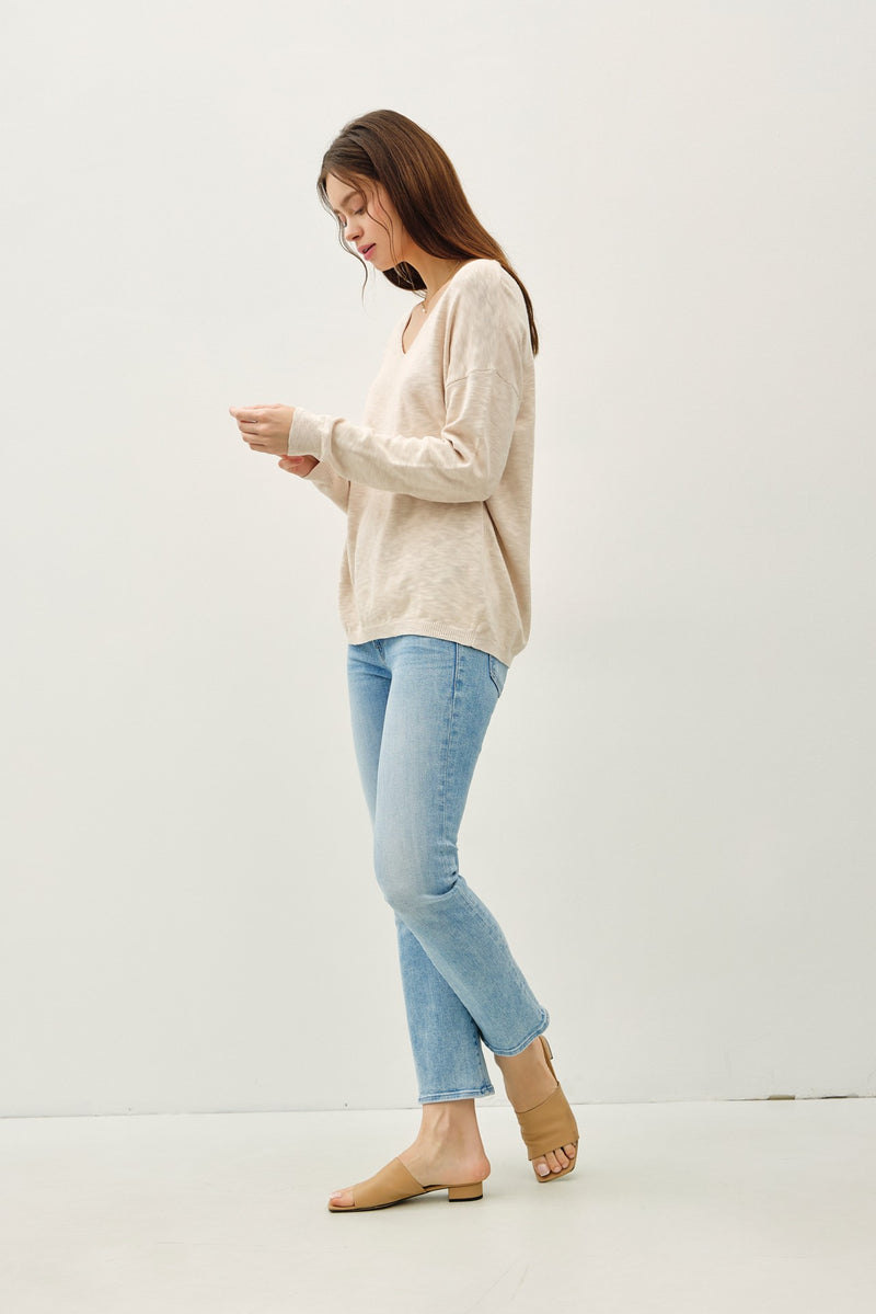 Ophelia Cotton Slub Lightweight Sweater, Beige