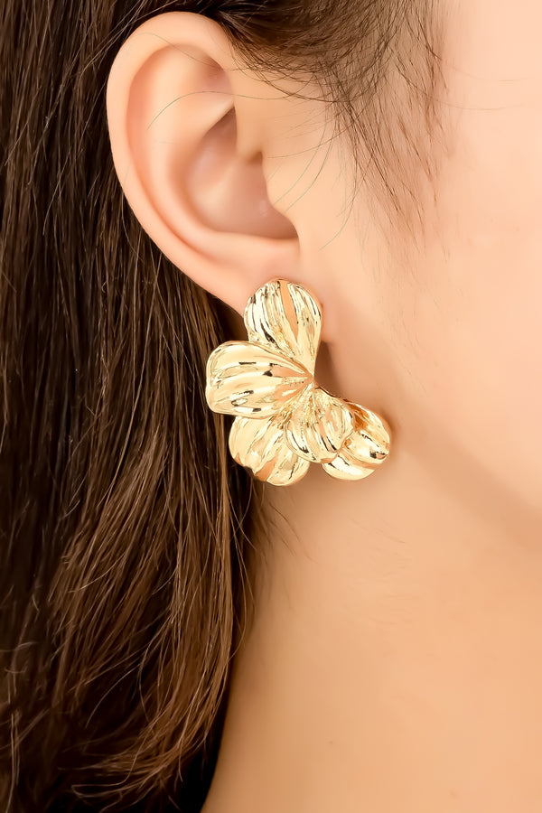 Cornelia 3D Flower Earring, Gold