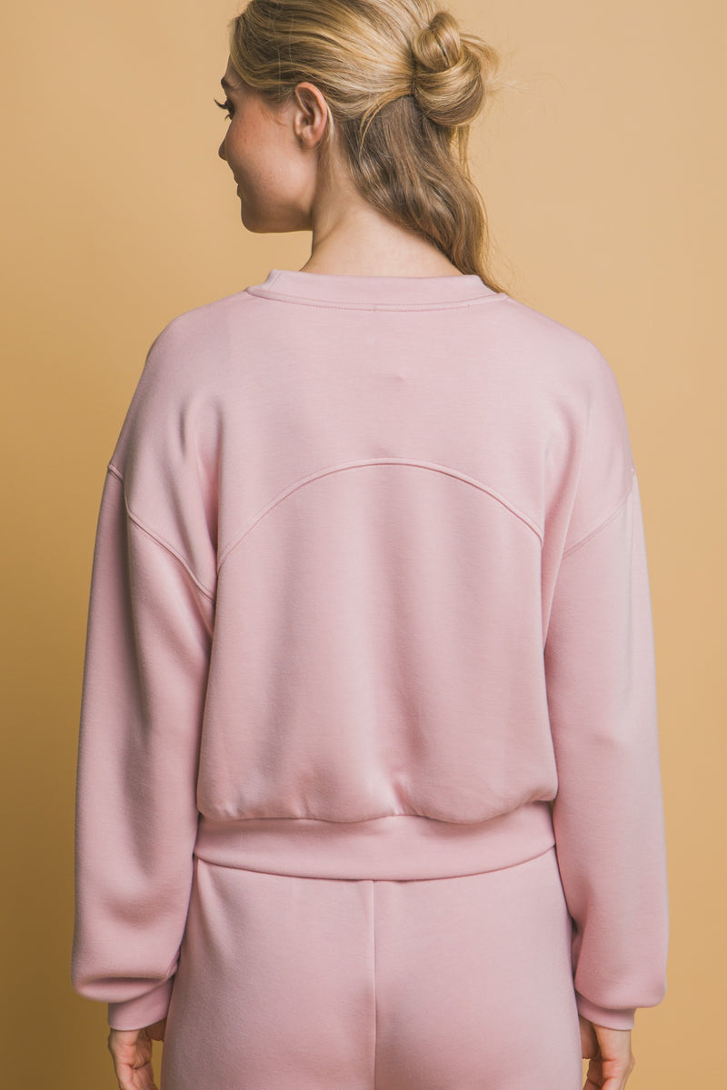 Melanie Crew Neck Sweatshirt, Pink Stone