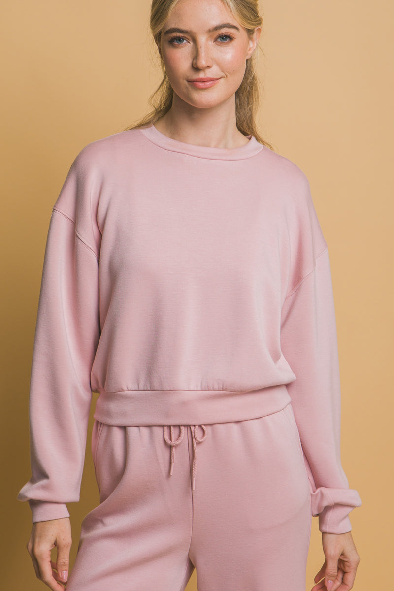 Melanie Crew Neck Sweatshirt, Pink Stone