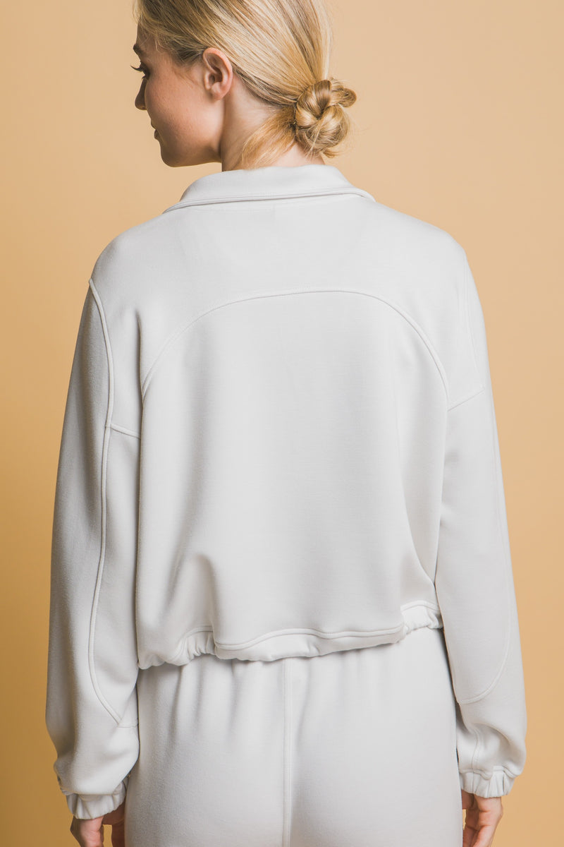 Margaret Half Zip Sweatshirt, Chalk