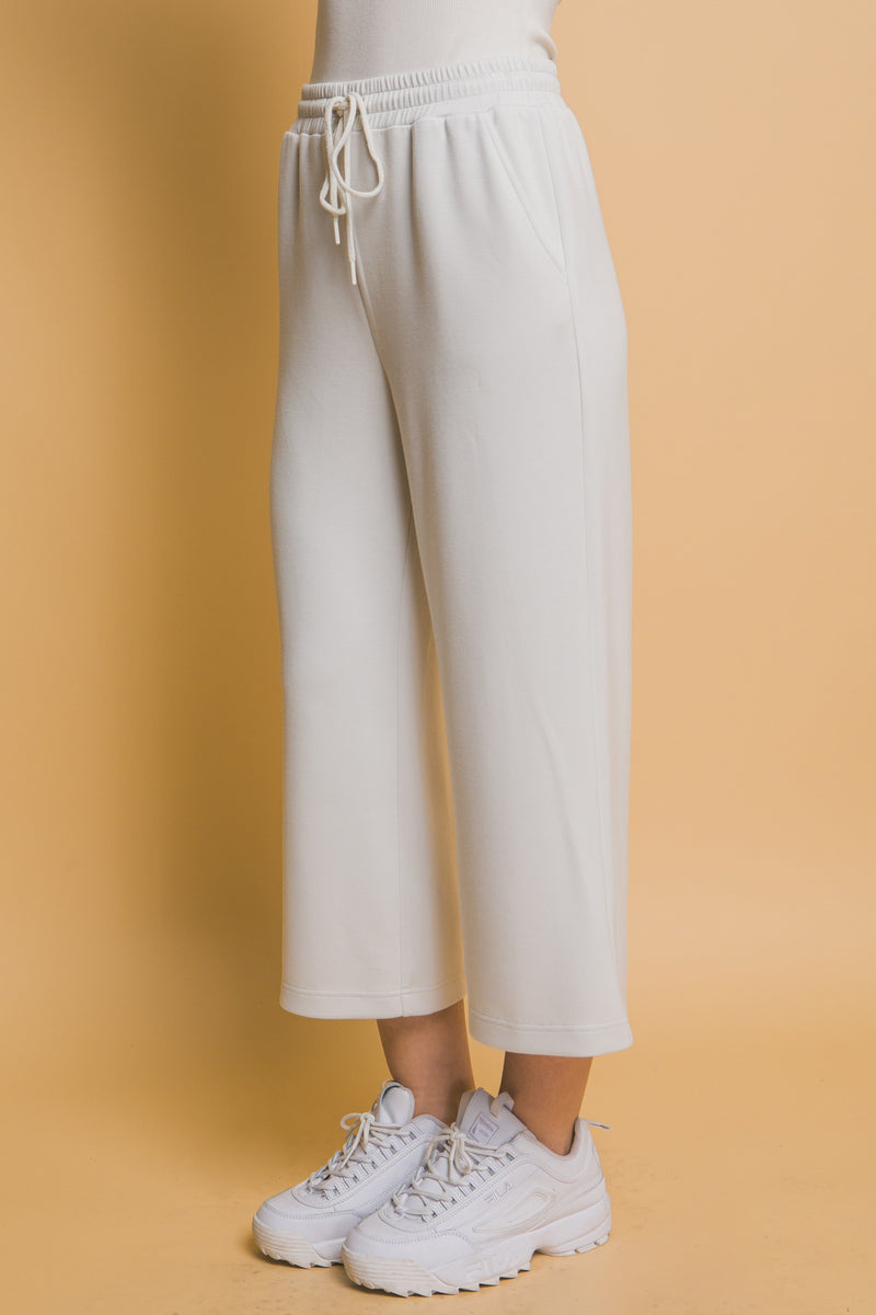 Piper Wide Leg Cropped Pant, Chalk