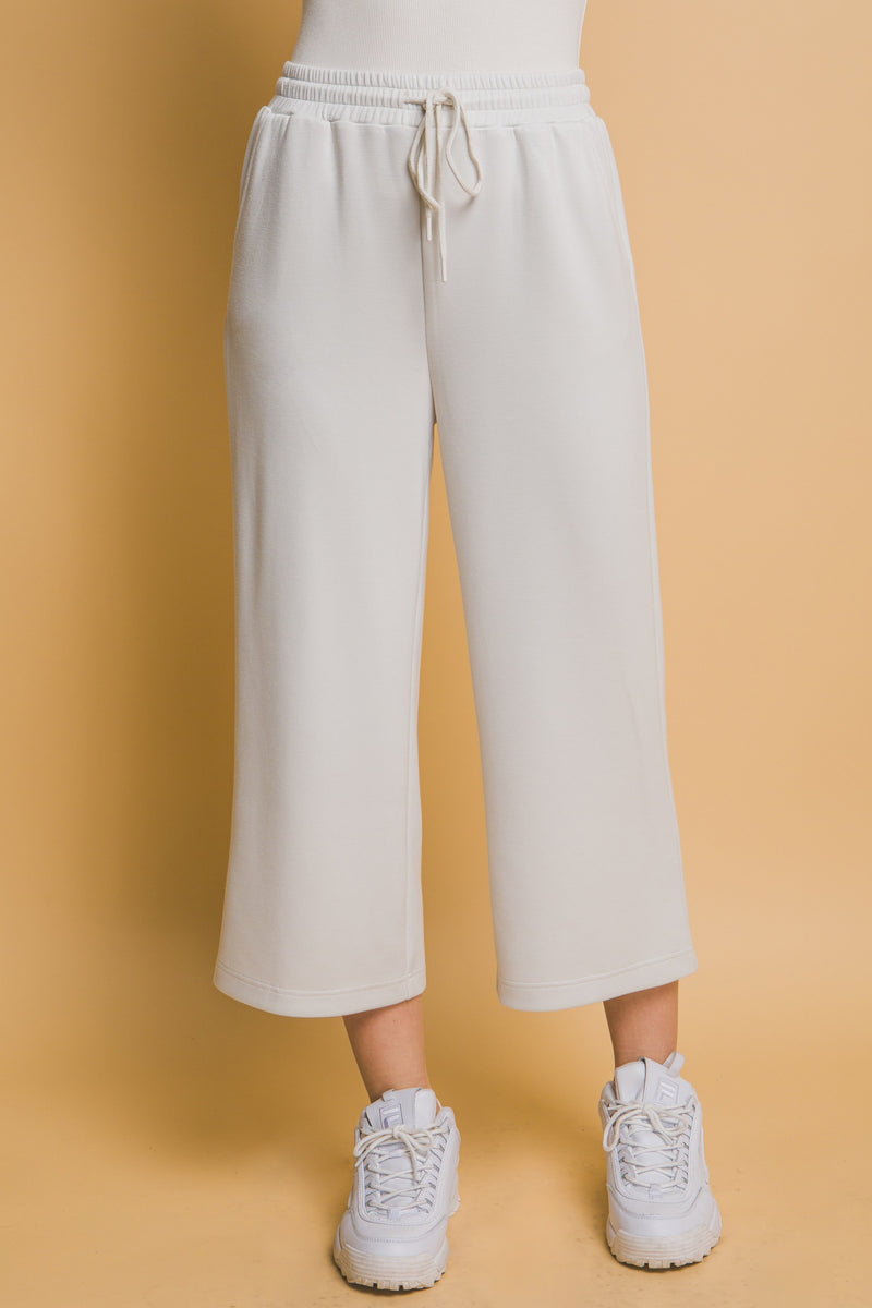 Piper Wide Leg Cropped Pant, Chalk