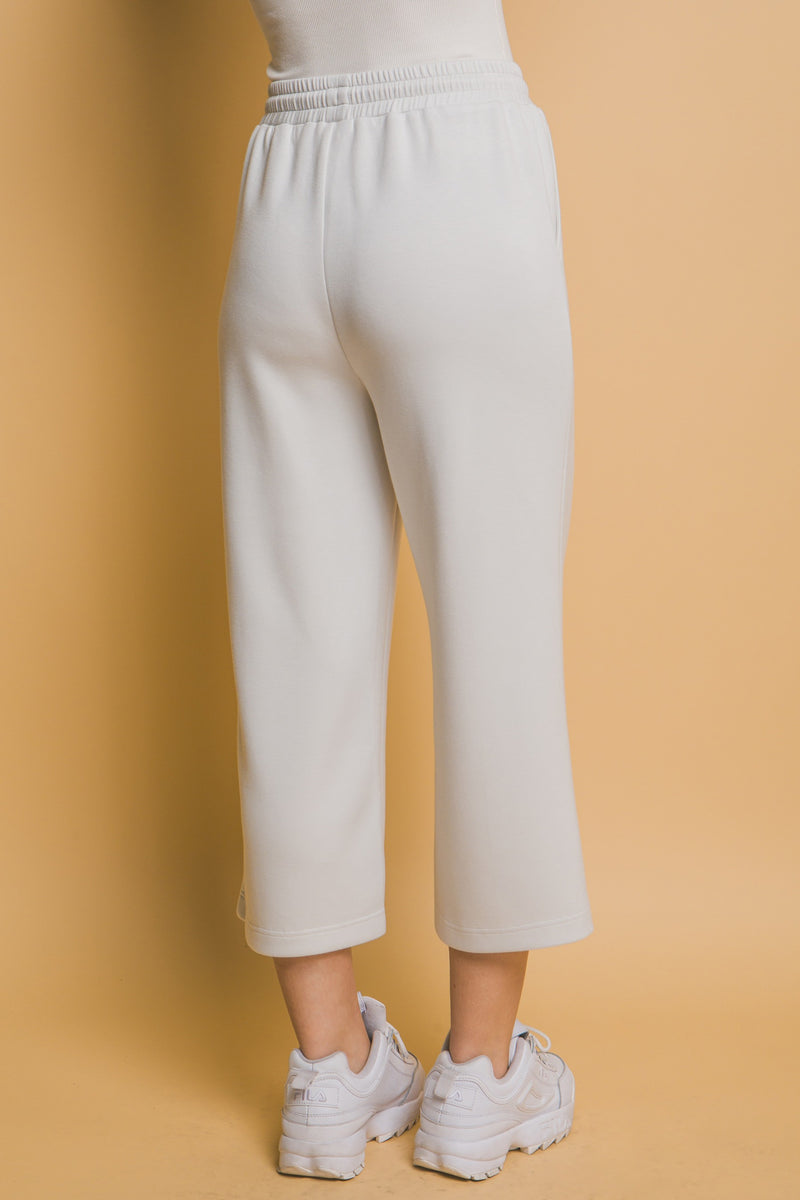 Piper Wide Leg Cropped Pant, Chalk