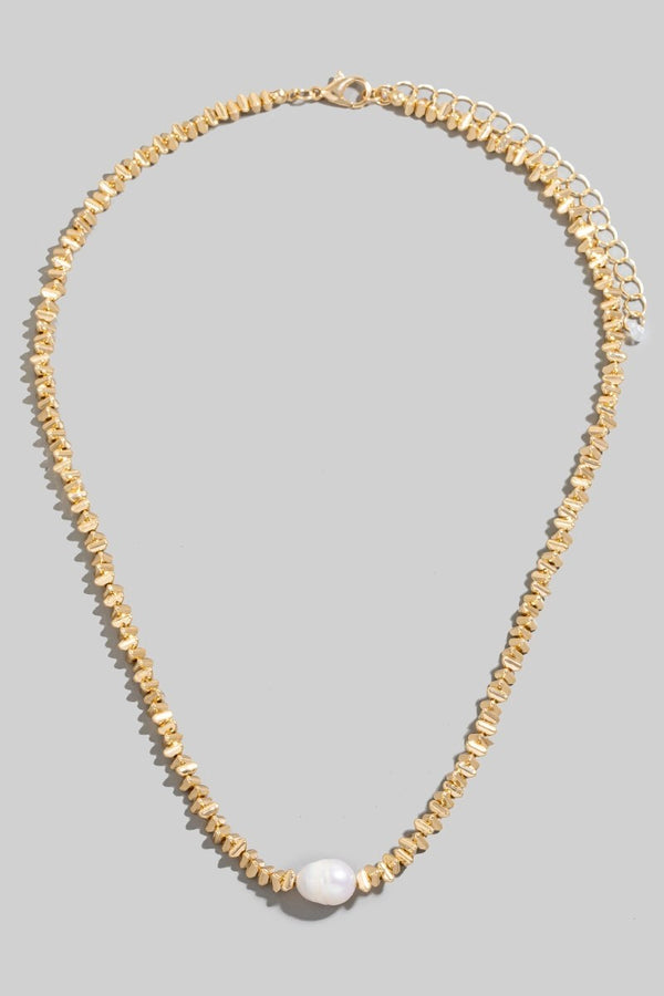 Pearl Charm Abstract Beaded Necklace, Gold