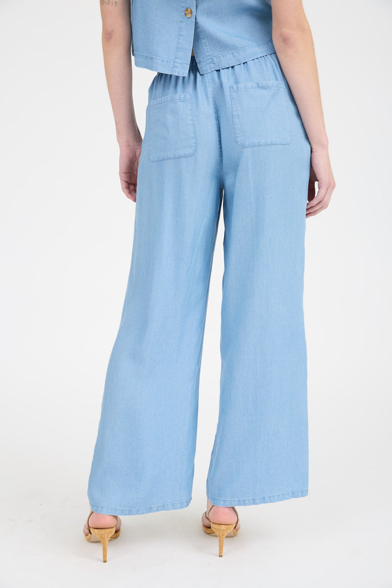 Reese Drawstring Waist Pants, Chambray