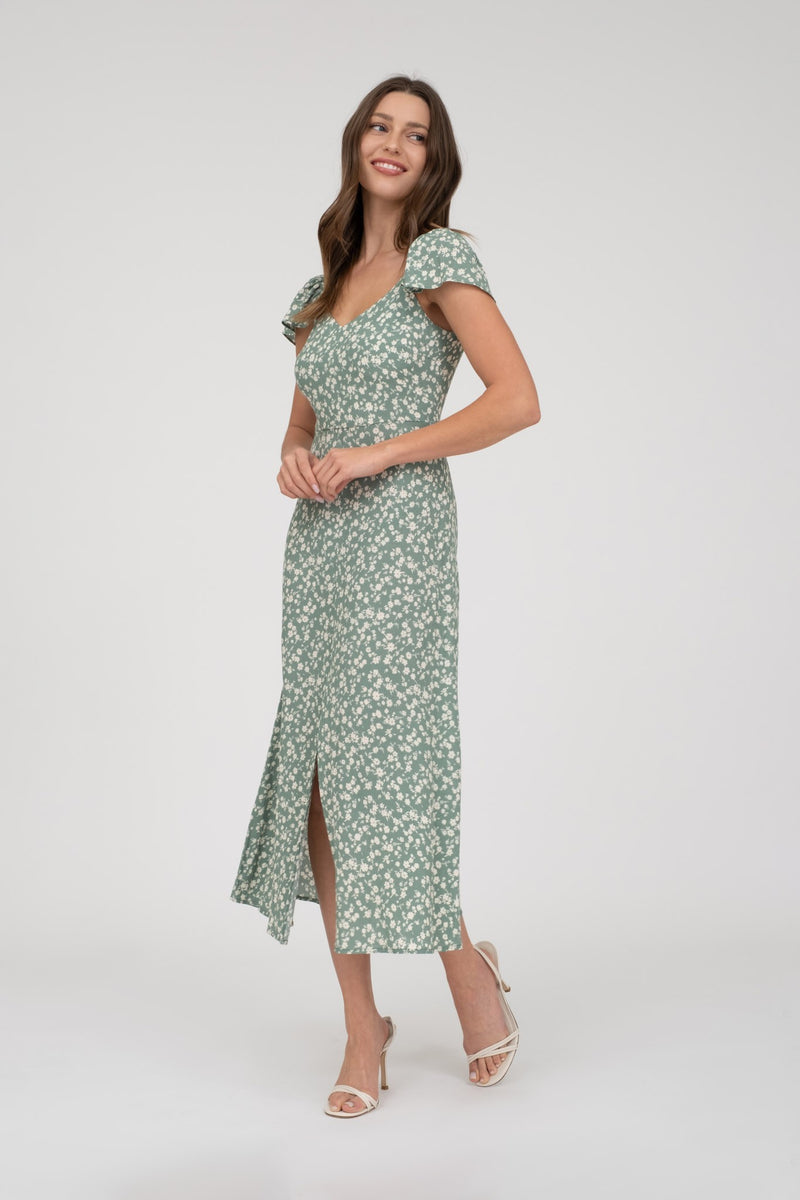 Faith Floral Midi Dress, Green