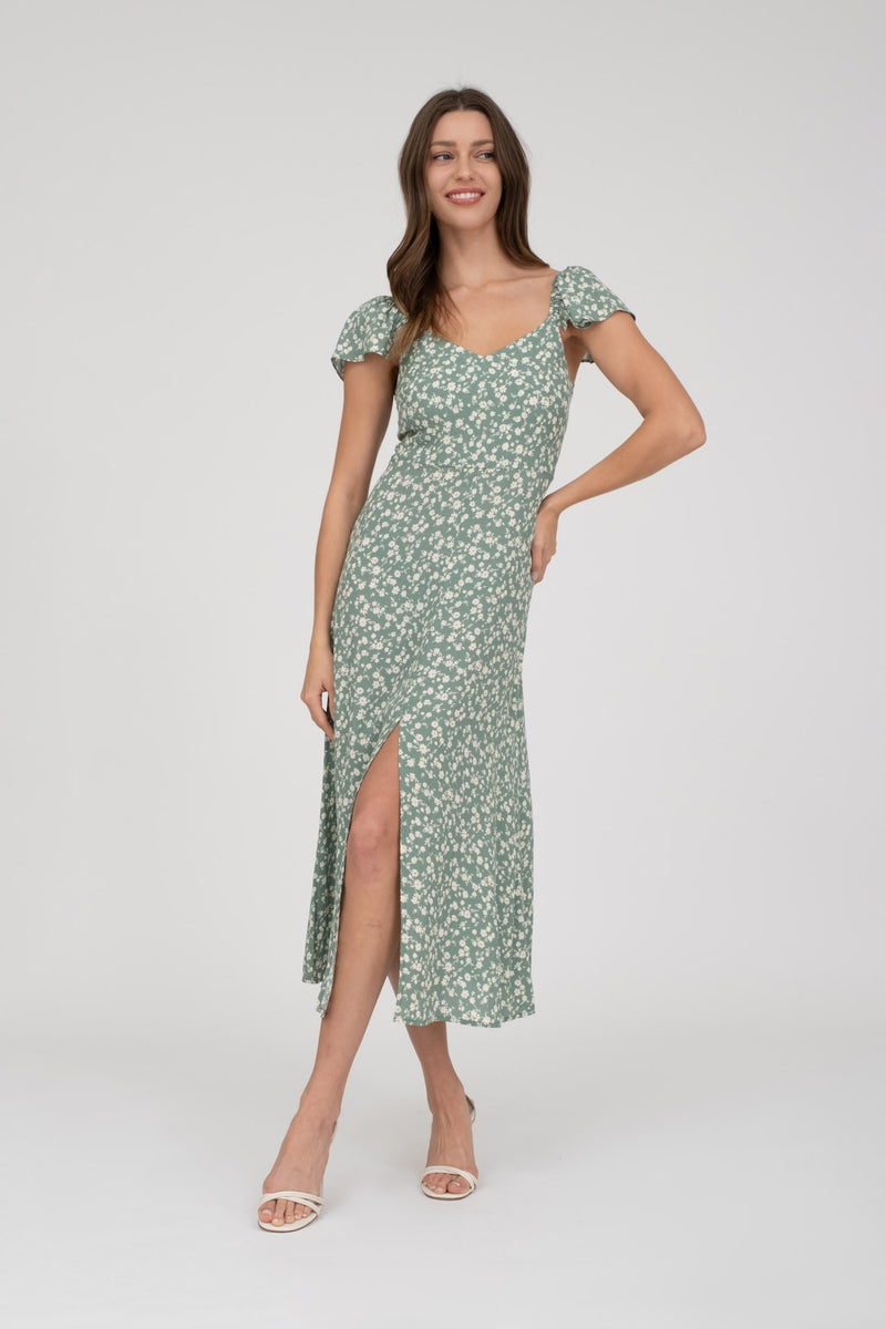 Faith Floral Midi Dress, Green