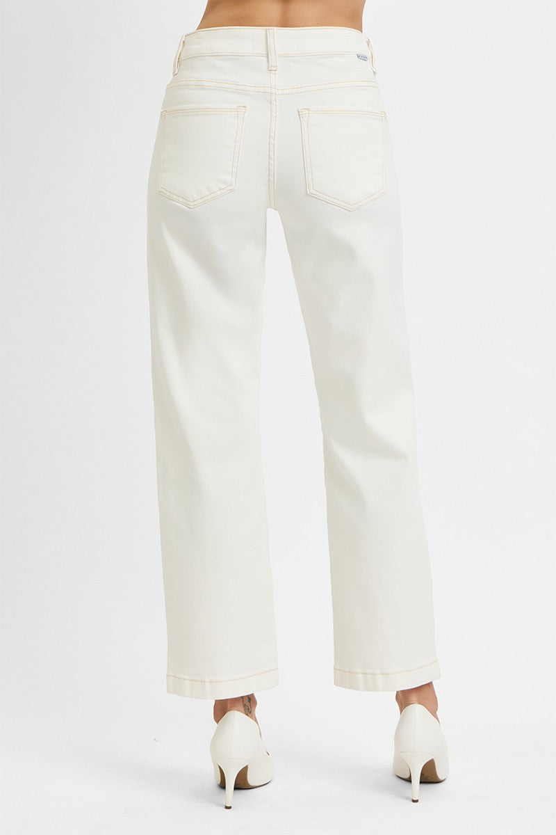 Brooklyn Tummy Control Mid Rise Jeans, Cream