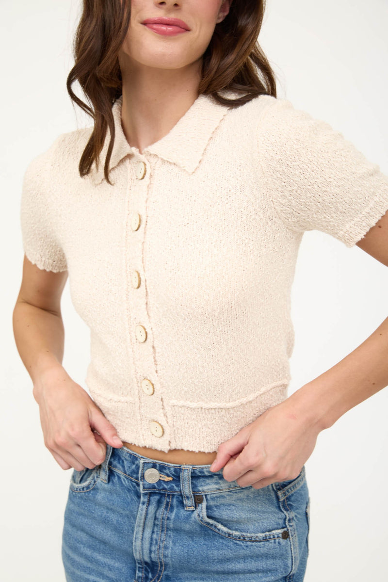 Lulu Textured Knit Cardigan, Natural