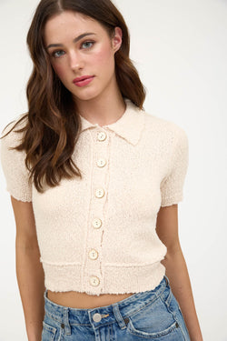 Lulu Textured Knit Cardigan, Natural