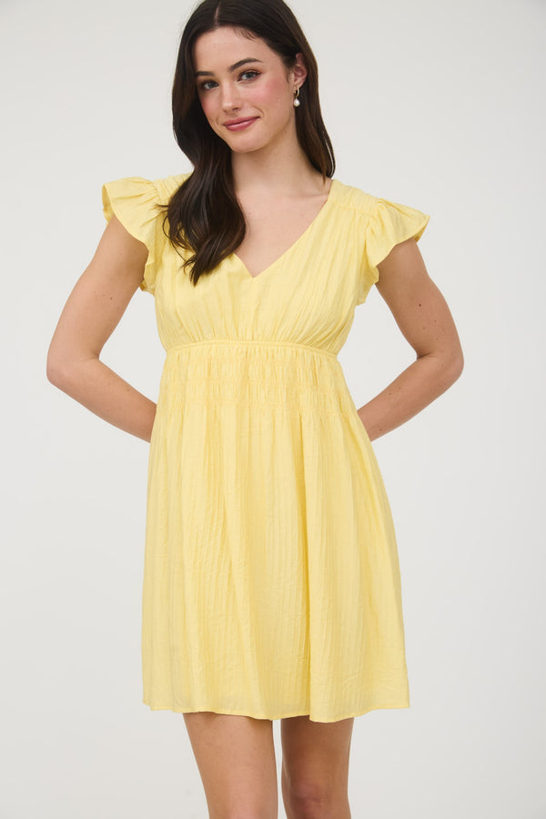 Lainey Solid Mini Dress, Yellow