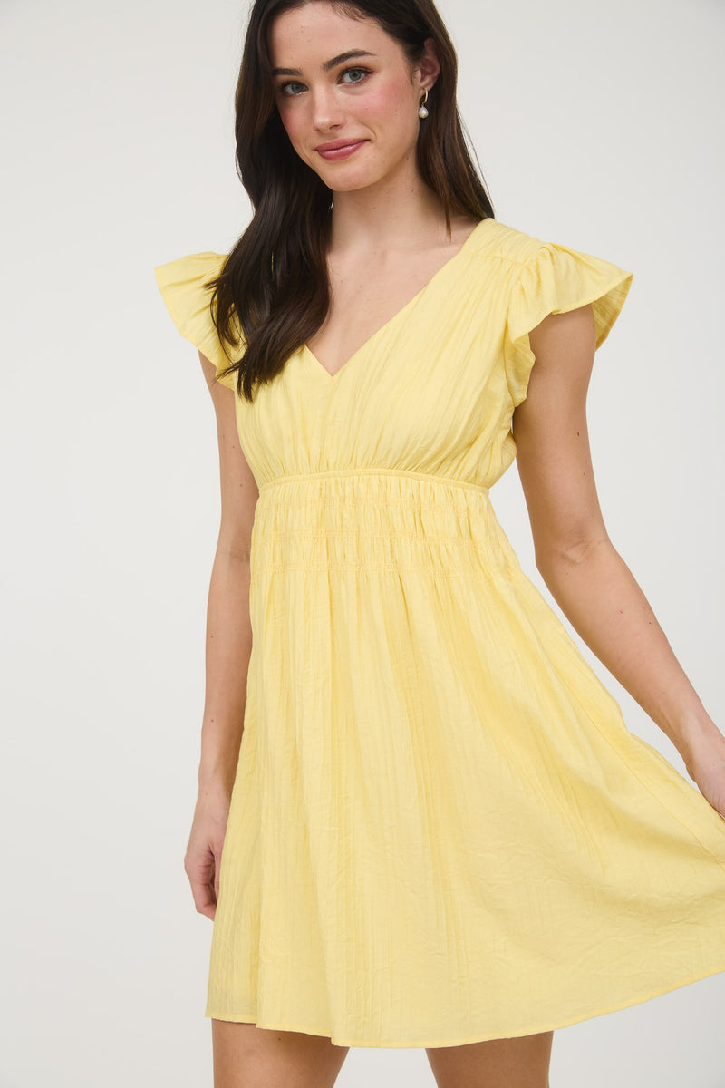 Lainey Solid Mini Dress, Yellow