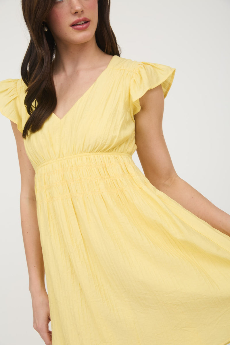 Lainey Solid Mini Dress, Yellow