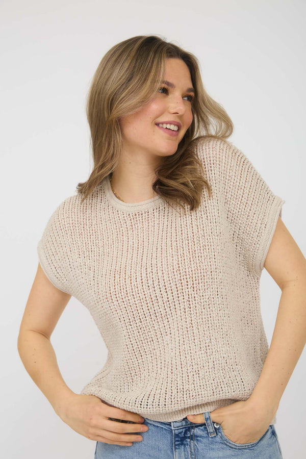 Victoria Light Knit Sweater Top, Natural