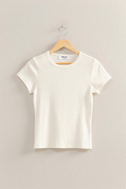 Emerson Rib Knit Tee, Off White