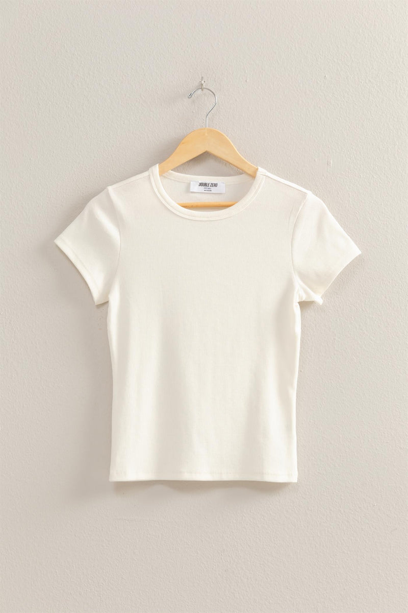 Emerson Rib Knit Tee, Off White