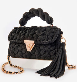 Aspen Woven Crossbody, Black