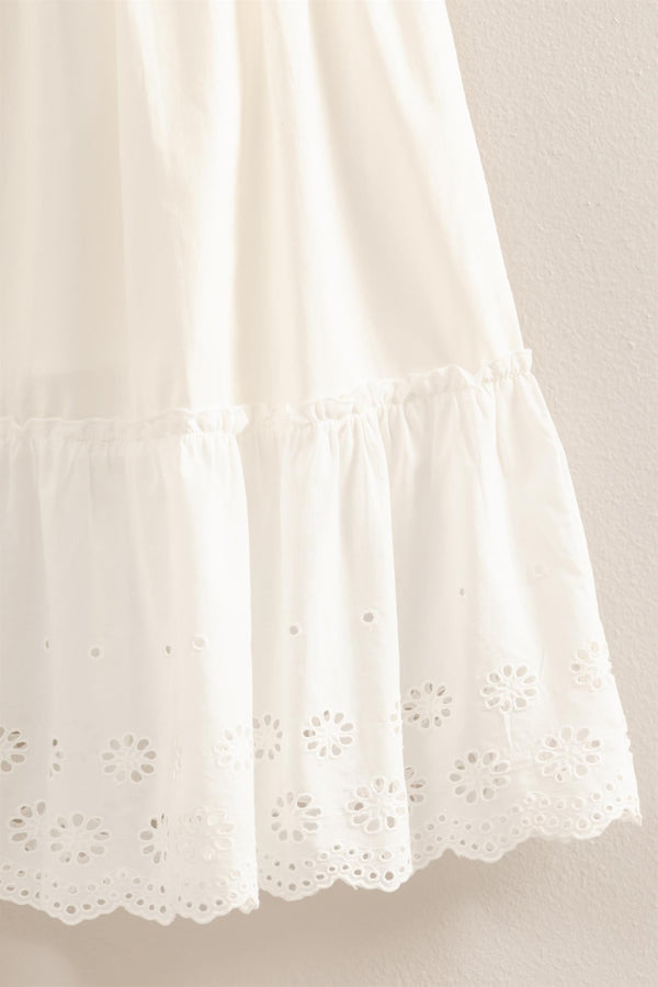 Jasmine Tiered Eyelet Maxi Skirt, White