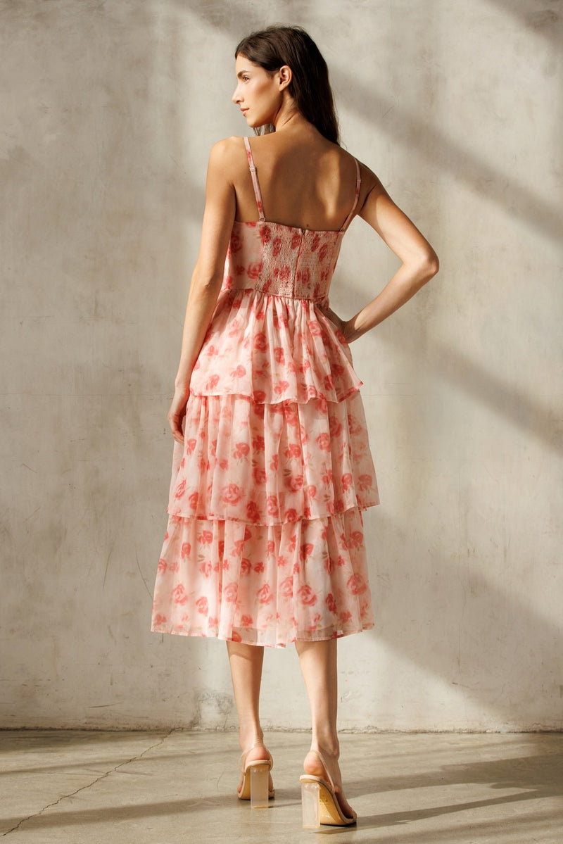 Scottie Tiered Ruffle Dress, Pink Floral