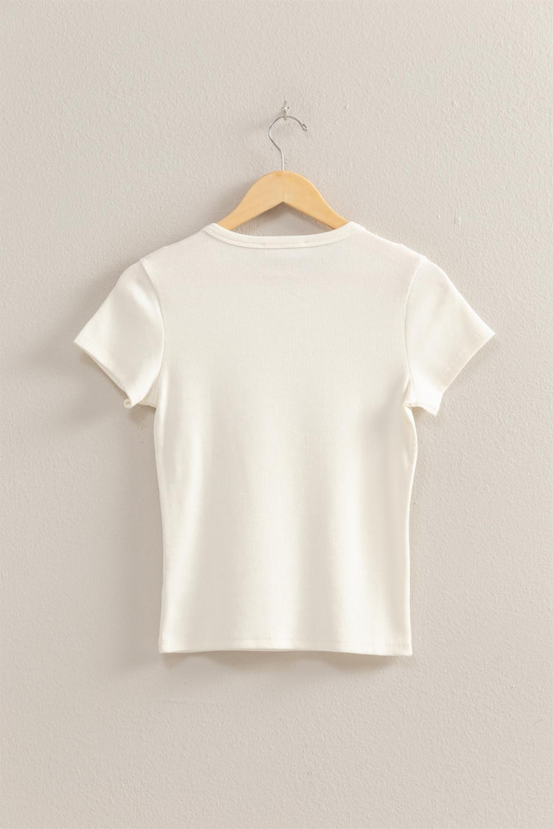 Emerson Rib Knit Tee, Off White